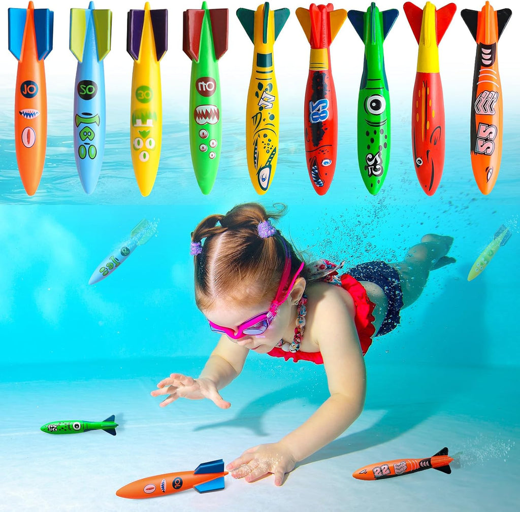 Pool Diving Torpedo Toys, 9 Pcs 