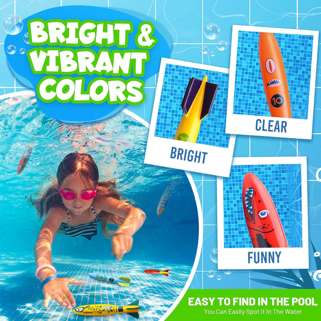 Pool Diving Torpedo Toys, 9 Pcs 