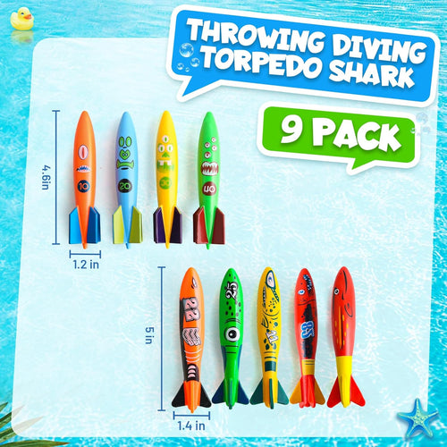 Pool Diving Torpedo Toys, 9 Pcs 