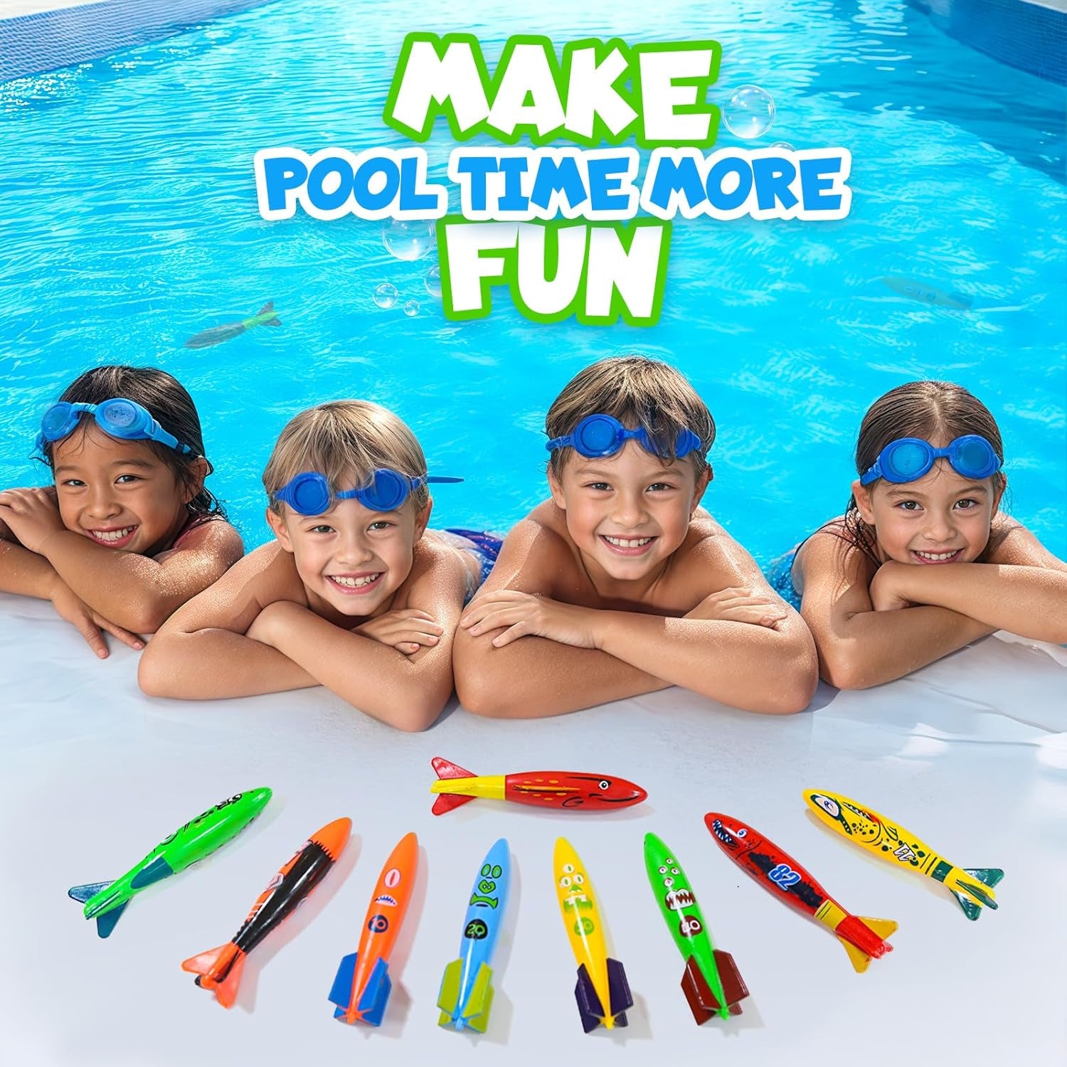Pool Diving Torpedo Toys, 9 Pcs 