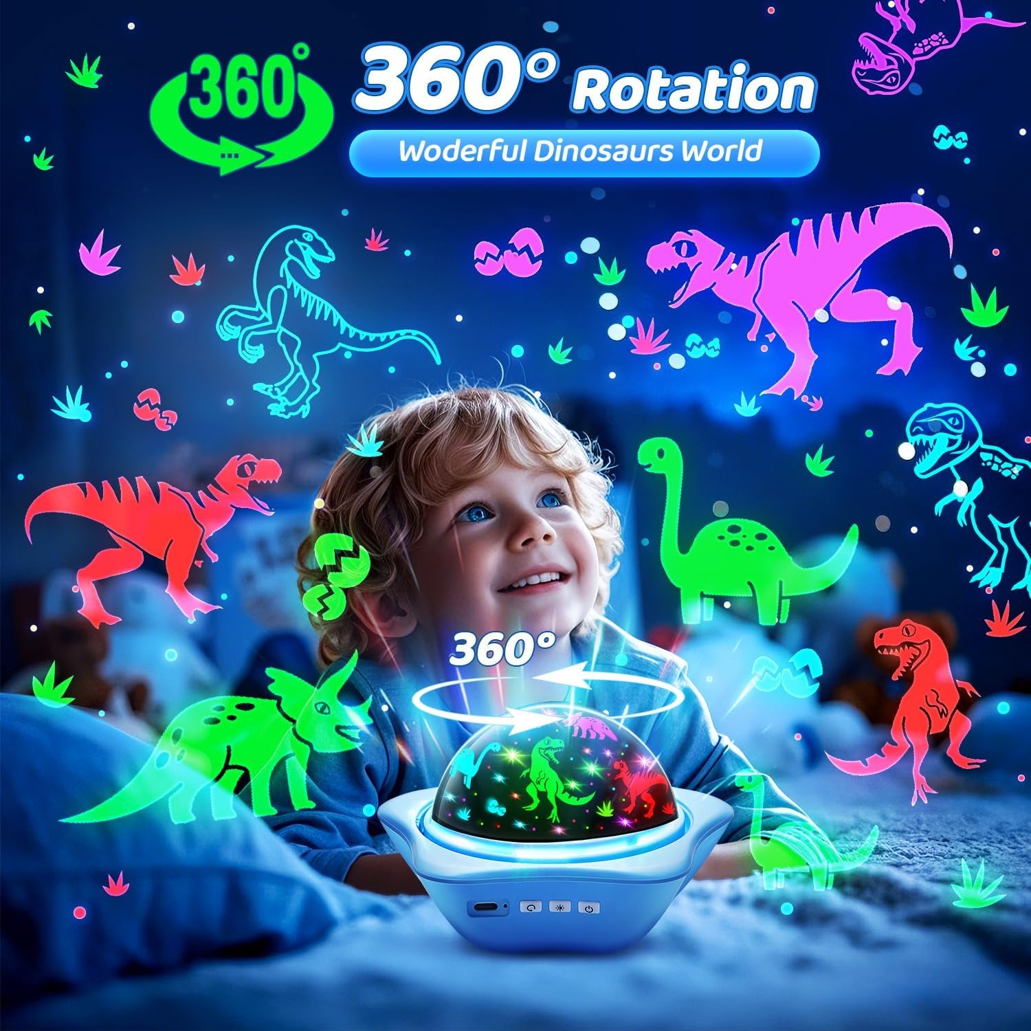 Night Light for Kids,6 Films+78 Lighting Modes Star Projector, Rechargeable, 360°Rotion Star Lights Sensory Toys for Autism